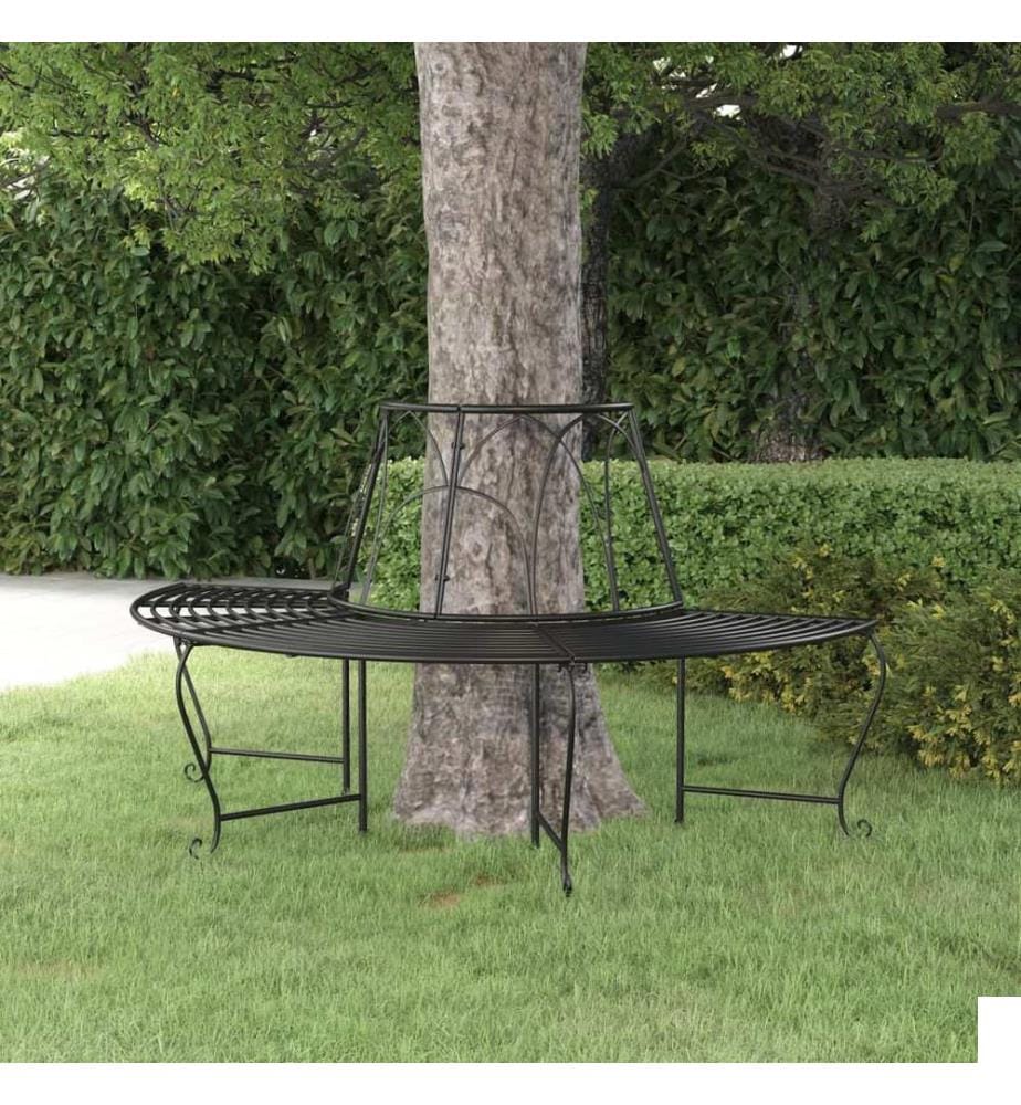 Banc demi-circulaire tour d'arbre Ø159 cm Noir Acier