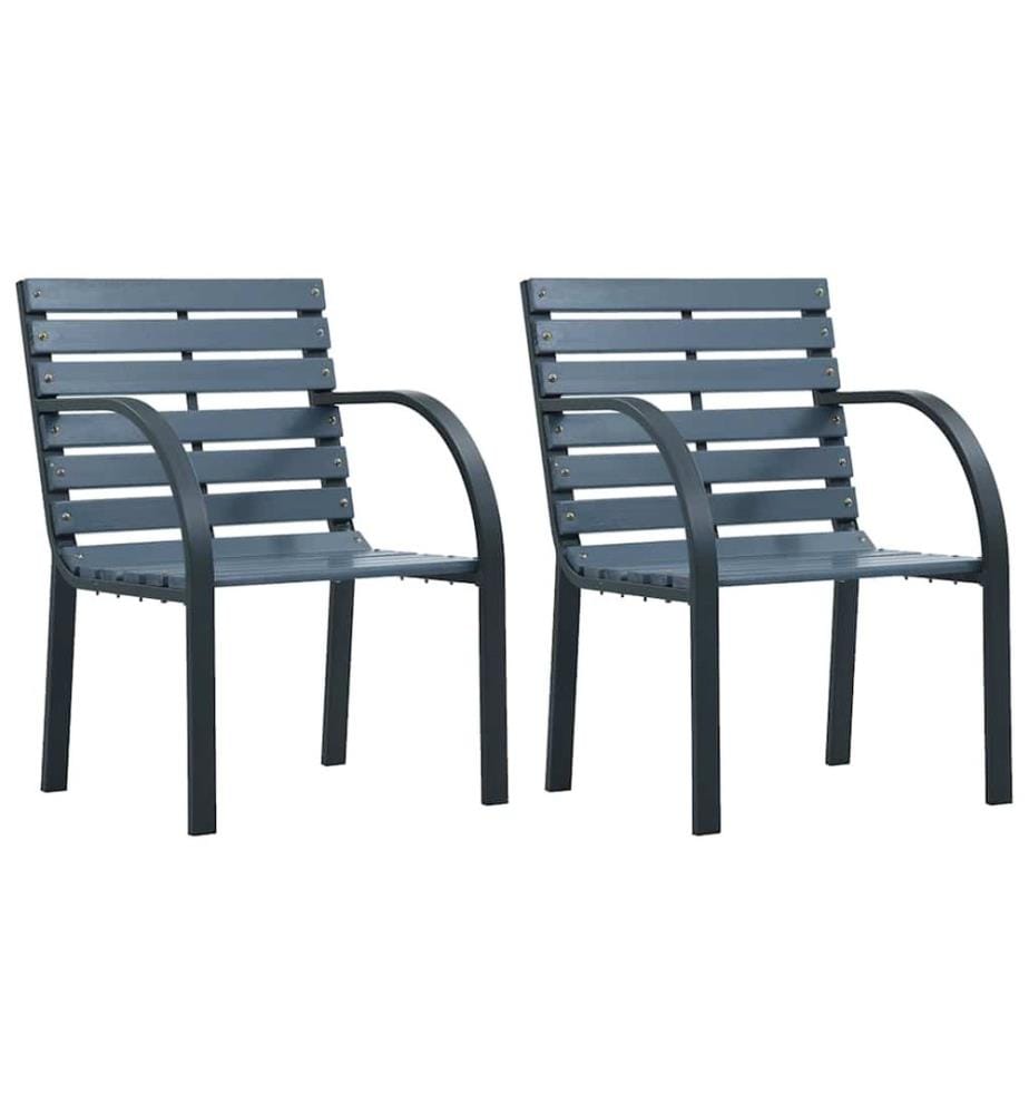 Chaises de jardin lot de 2 sapin massif acier enduit de poudre