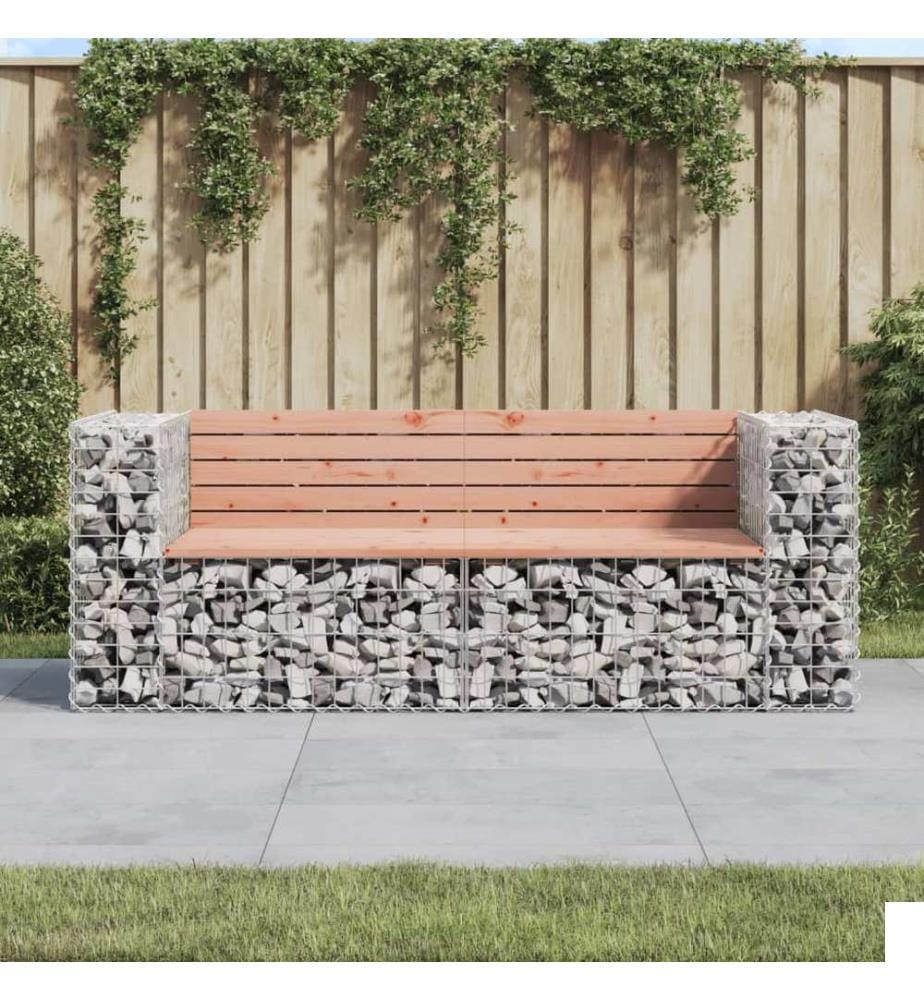 Banc de jardin design gabion 184x71x65,5 cm bois massif douglas