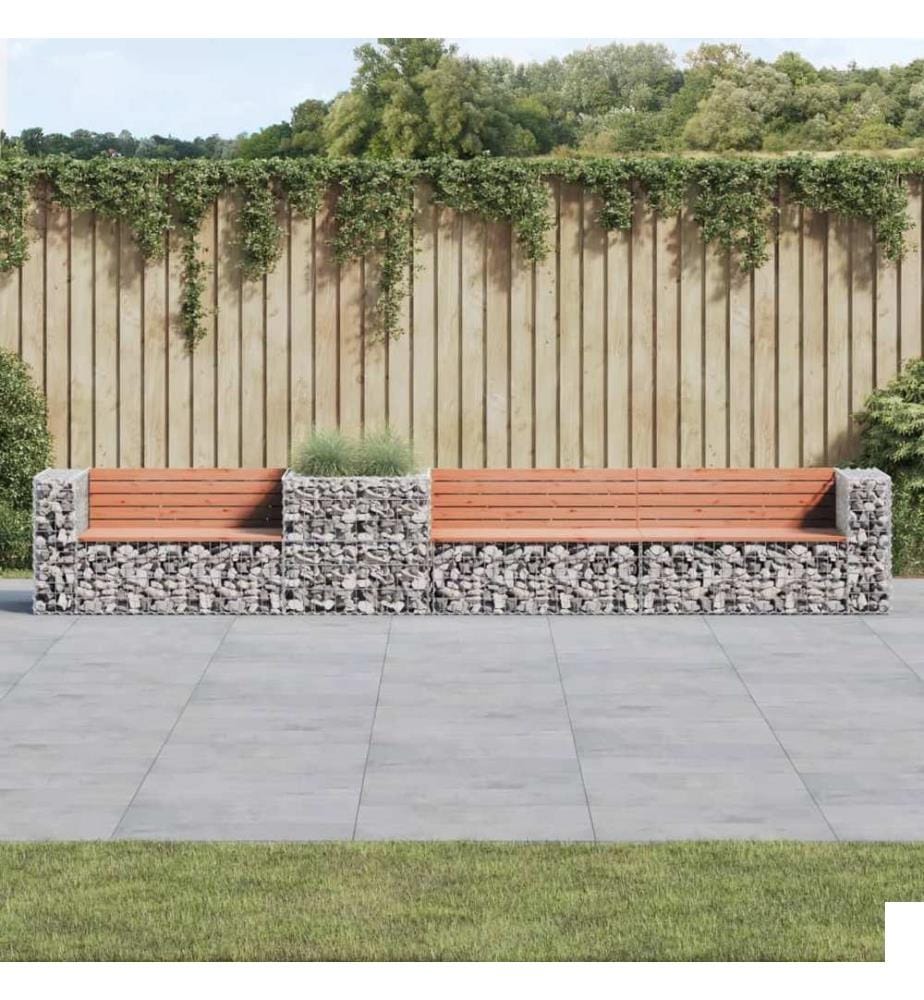 Banc de jardin avec panier en gabion bois massif de douglas