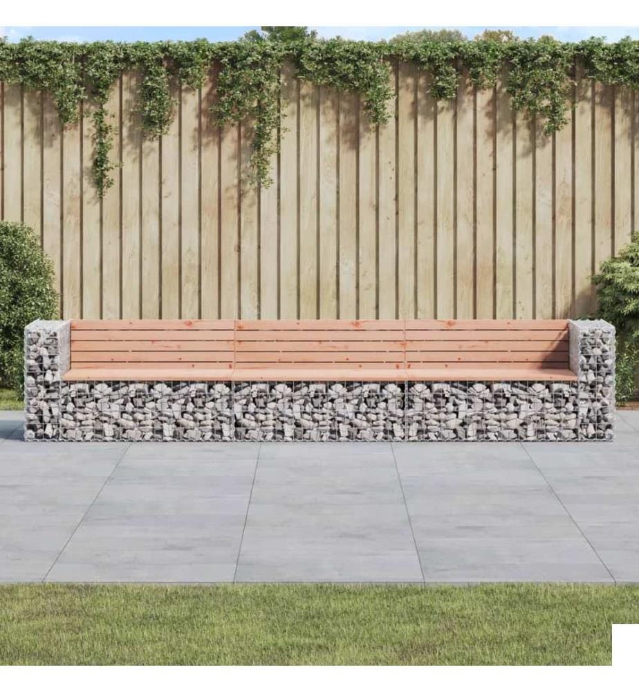 Banc jardin design gabion 347x71x65,5 cm bois massif de douglas