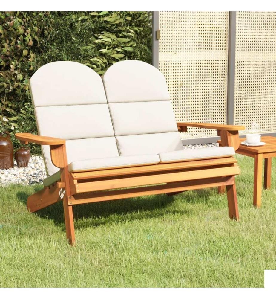 Banc de jardin Adirondack et coussins 126 cm bois massif acacia