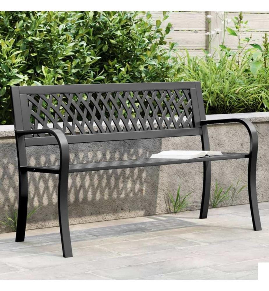 Banc de jardin Noir 120 cm Acier