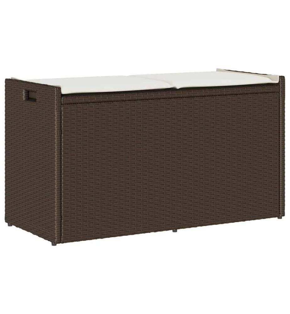 Banc de rangement extérieur coussin marron 100cm résine tressée