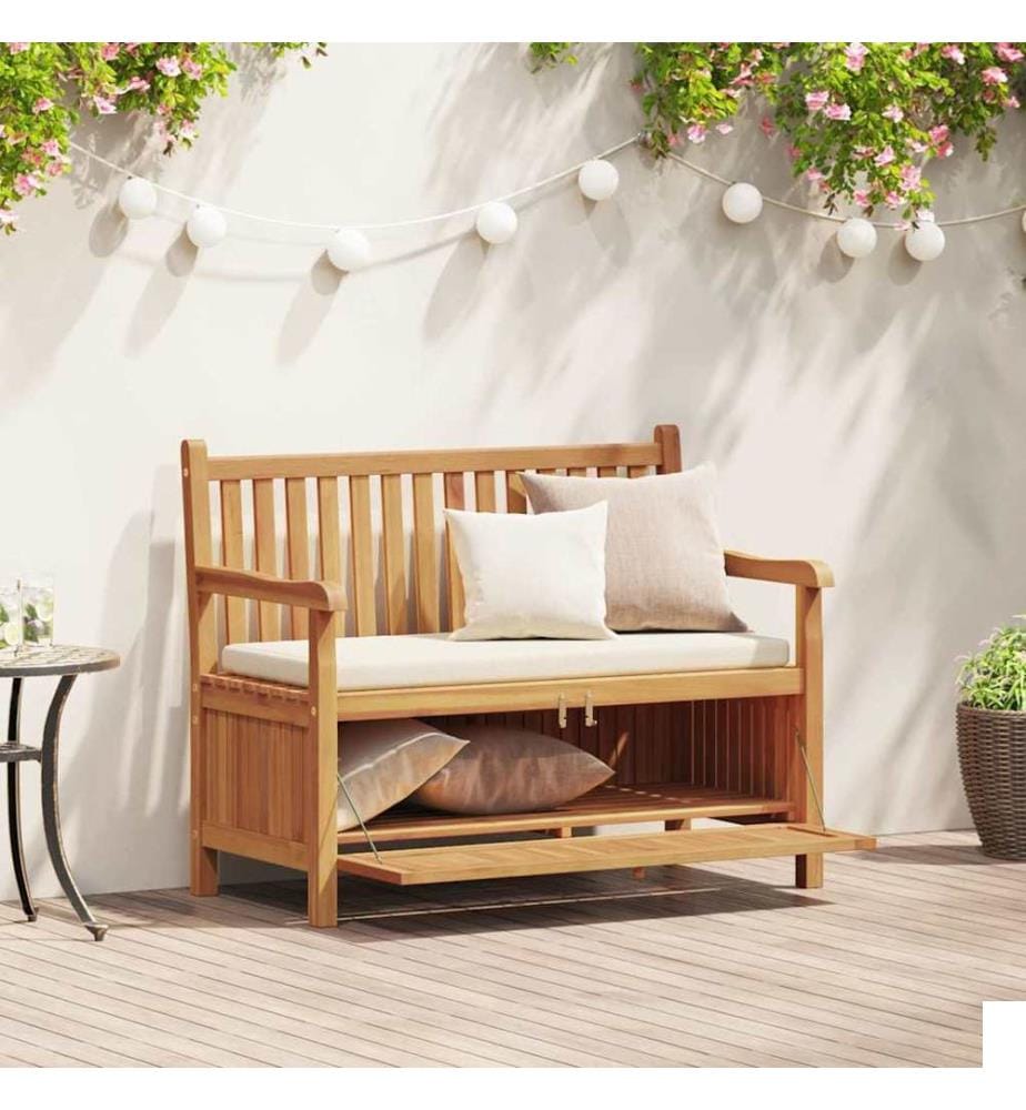 Banc de jardin avec porte 114 x 60 x 90 cm Bois de teck massif