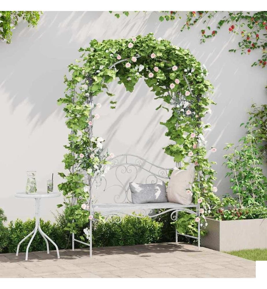 Banc de jardin Blanc antique 121 x 48 x 200 cm Acier