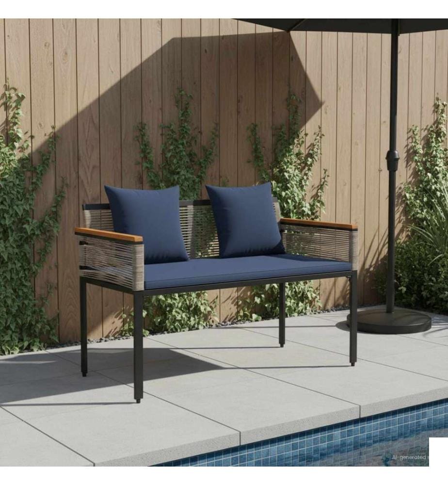 Banc extérieur Gris et bleu marine 117 x 54 x 74.5 cm polyrotin