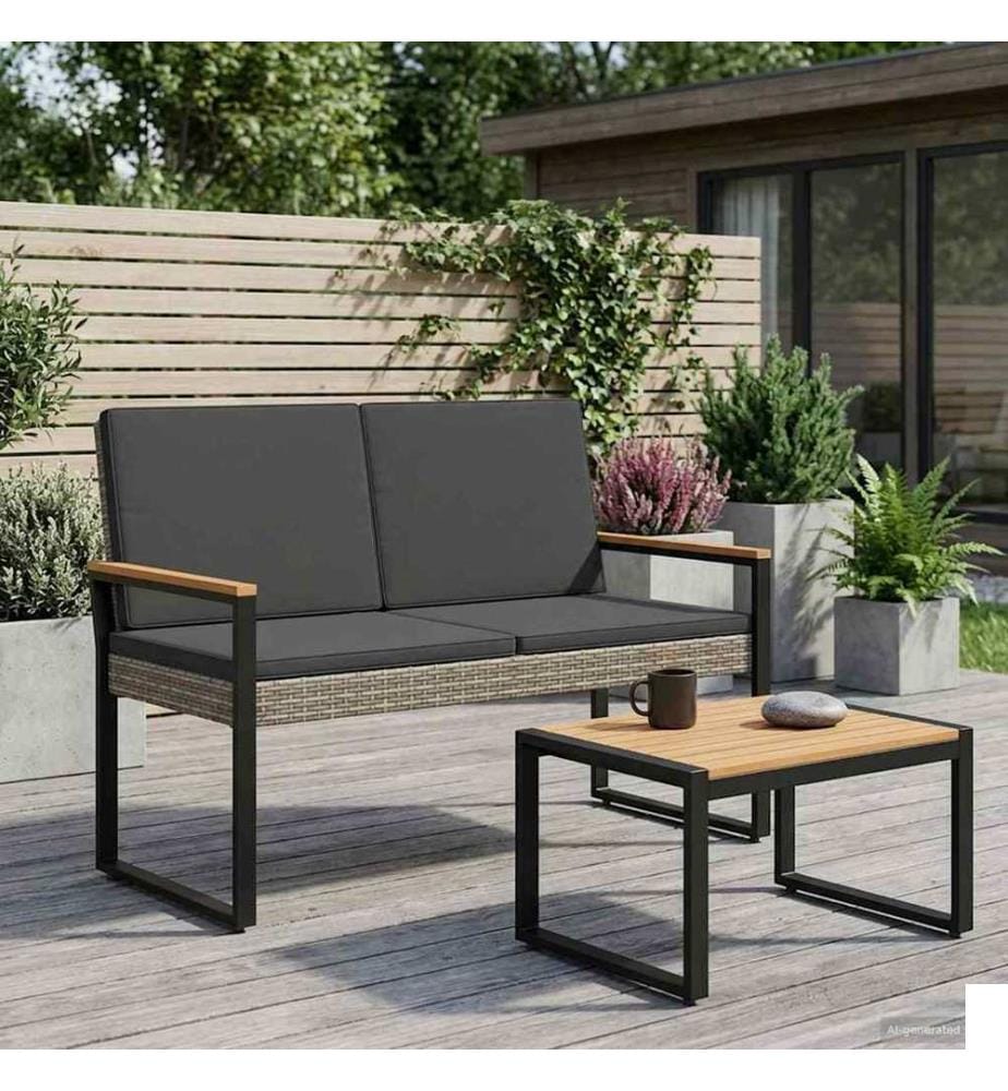 vidaXL Banc extérieur Gris et Gris foncé 107 x 61 x 80 cm polyrotin