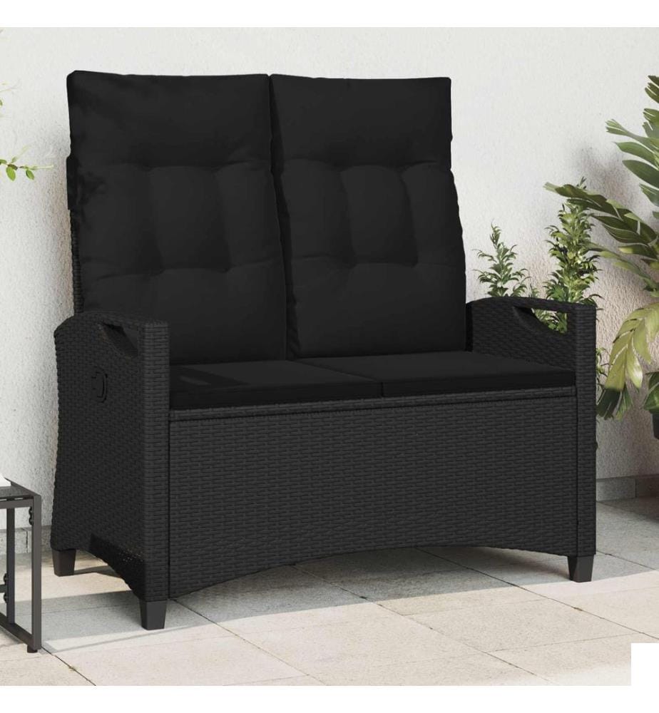 Banc de jardin Noir 105 x 60 x 112 cm Acier et Polyester