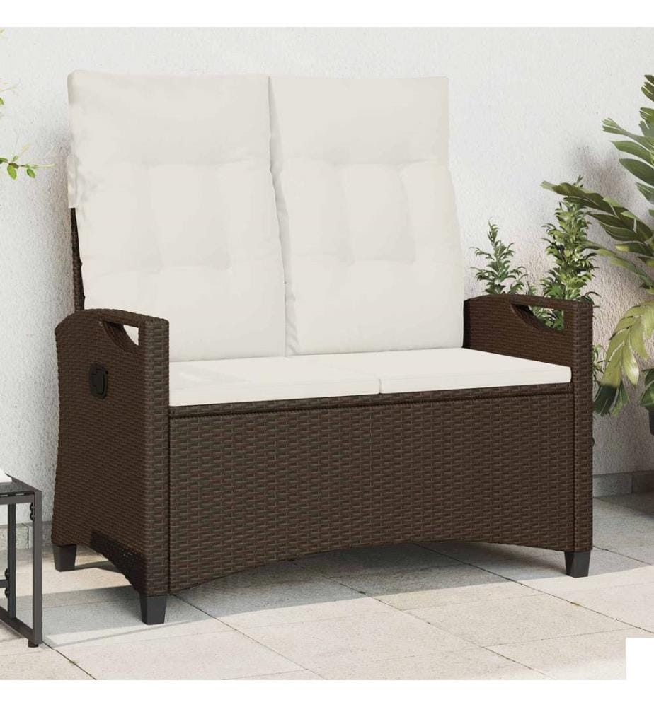 Banc de jardin avec oreiller Marron et Crème 105 x 60 x 112 cm