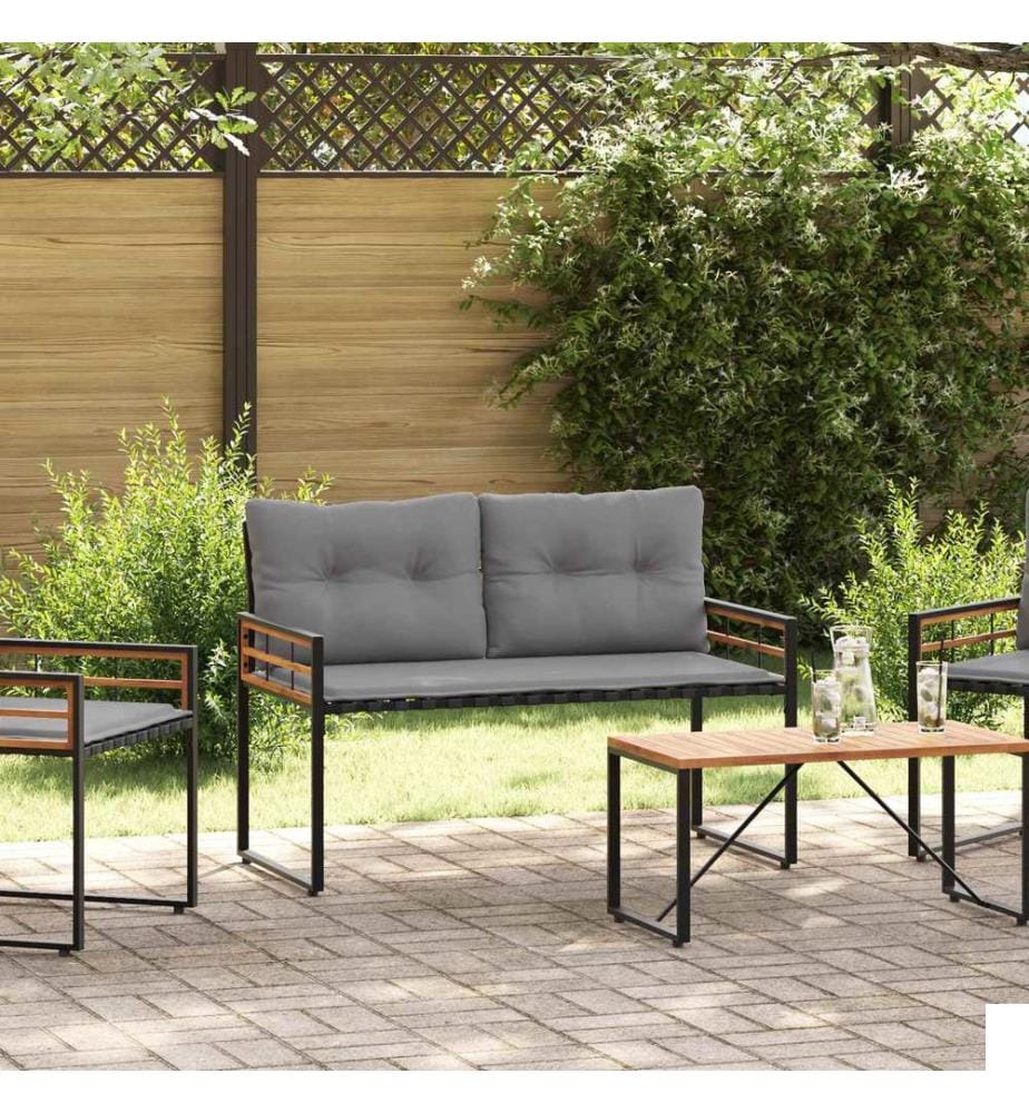 Banc à couches en bois avec coussin Gris clair 114 x 55 x 77 cm