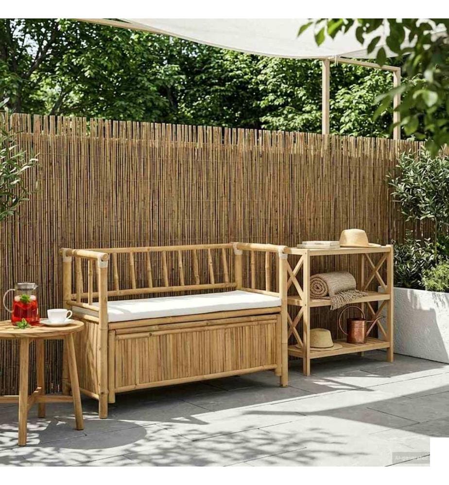 vidaXL Banc de Rangement de Jardin 110 x 47 x 80 cm Bambou Naturel