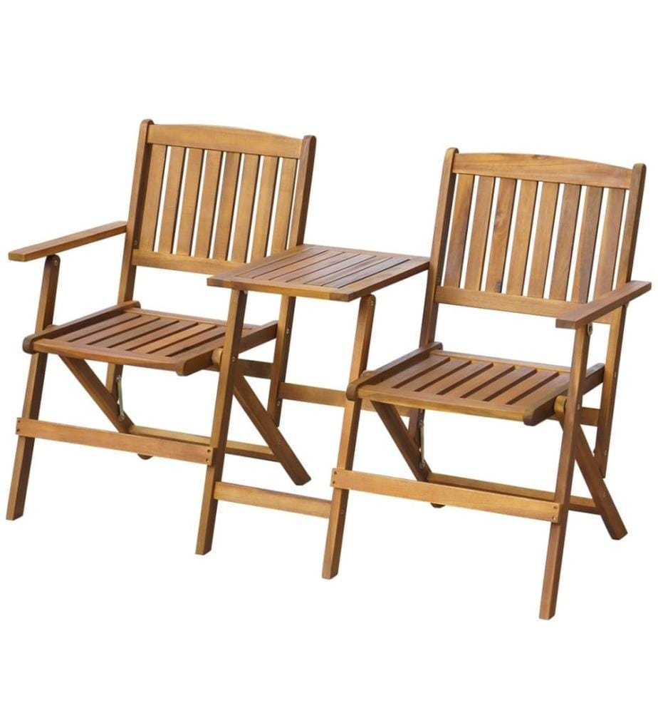 Banc de jardin pliant et table à thé 140cm Bois d'acacia solide