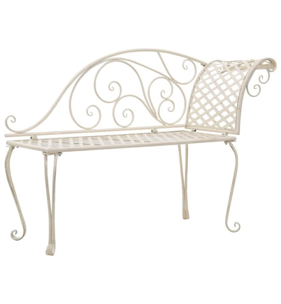 Chaise longue de jardin 128 cm Métal Antique Blanc
