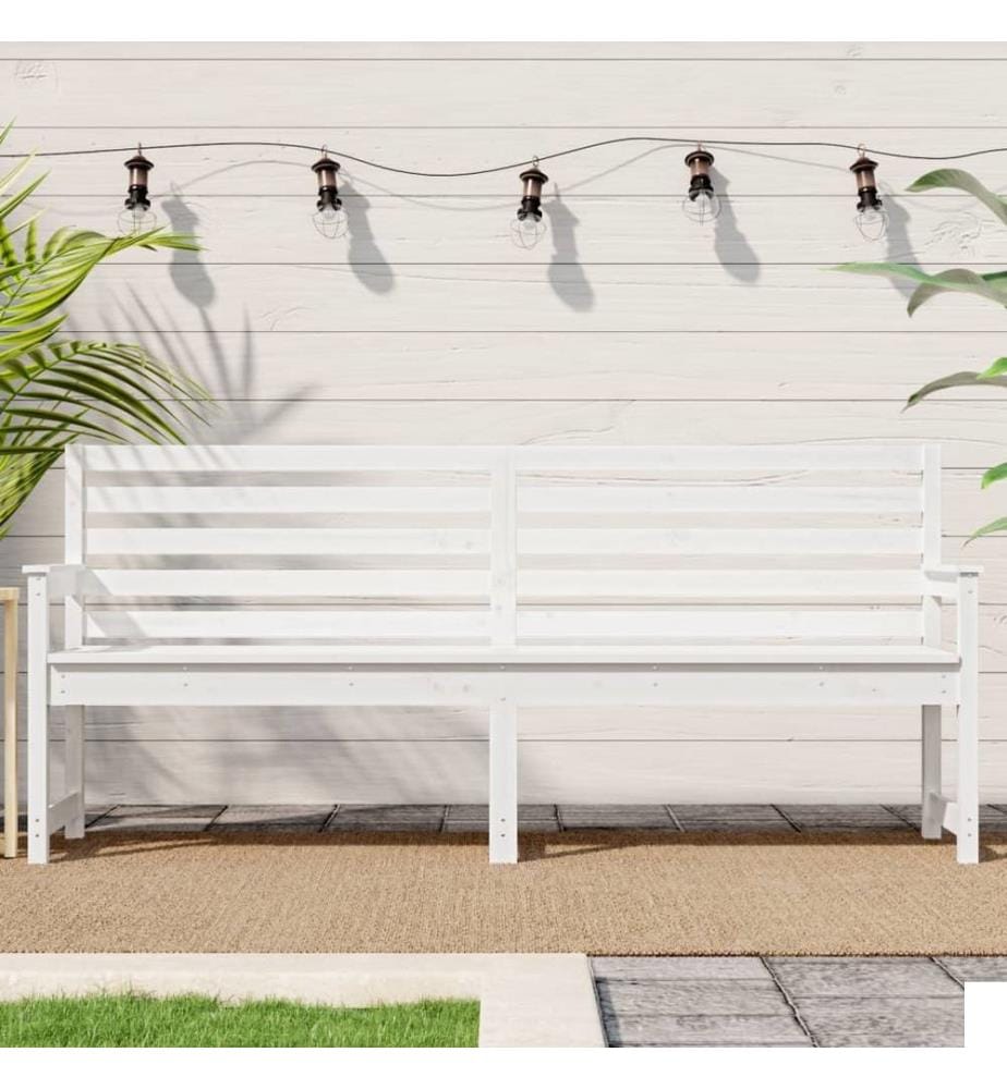 Banc de jardin blanc 203,5x48x91,5 cm bois massif de pin