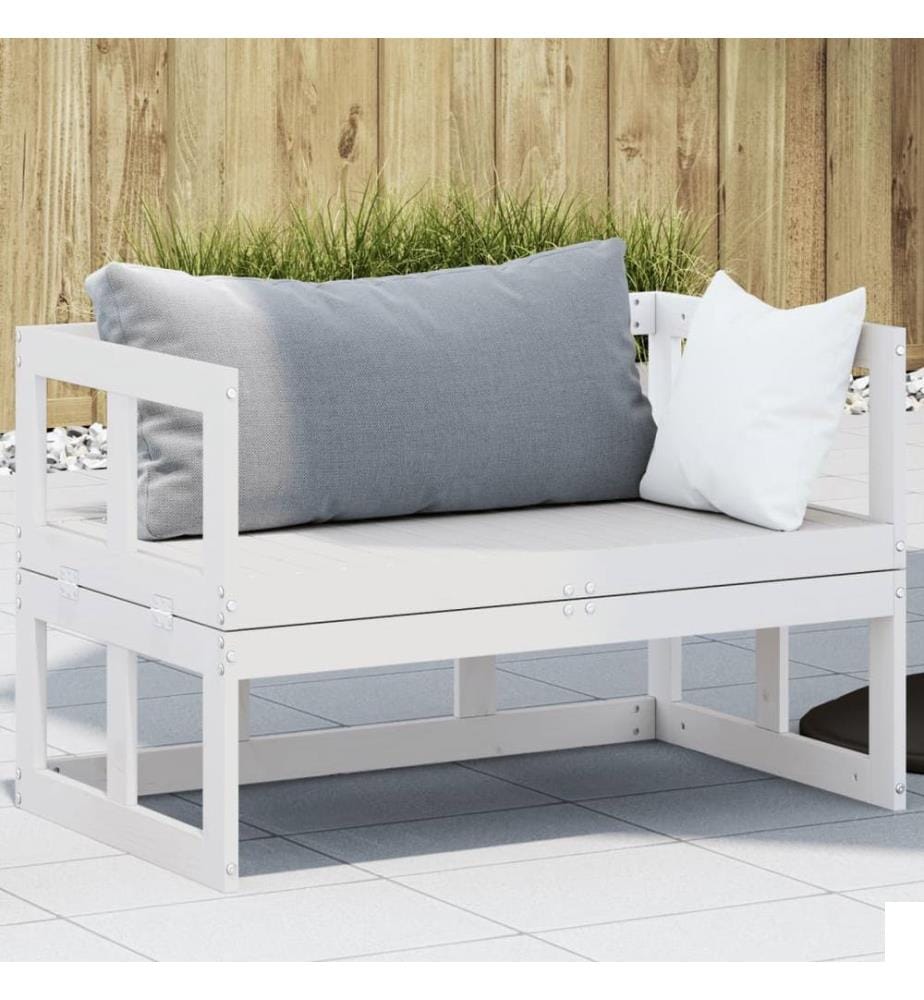 Canapé de jardin extensible blanc bois massif de pin