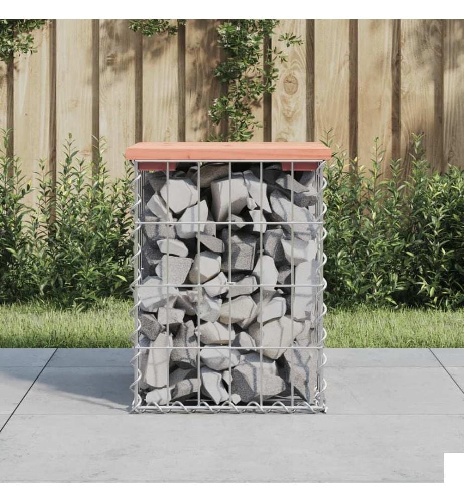 Banc de jardin design gabion 33x31x42 cm bois massif de douglas