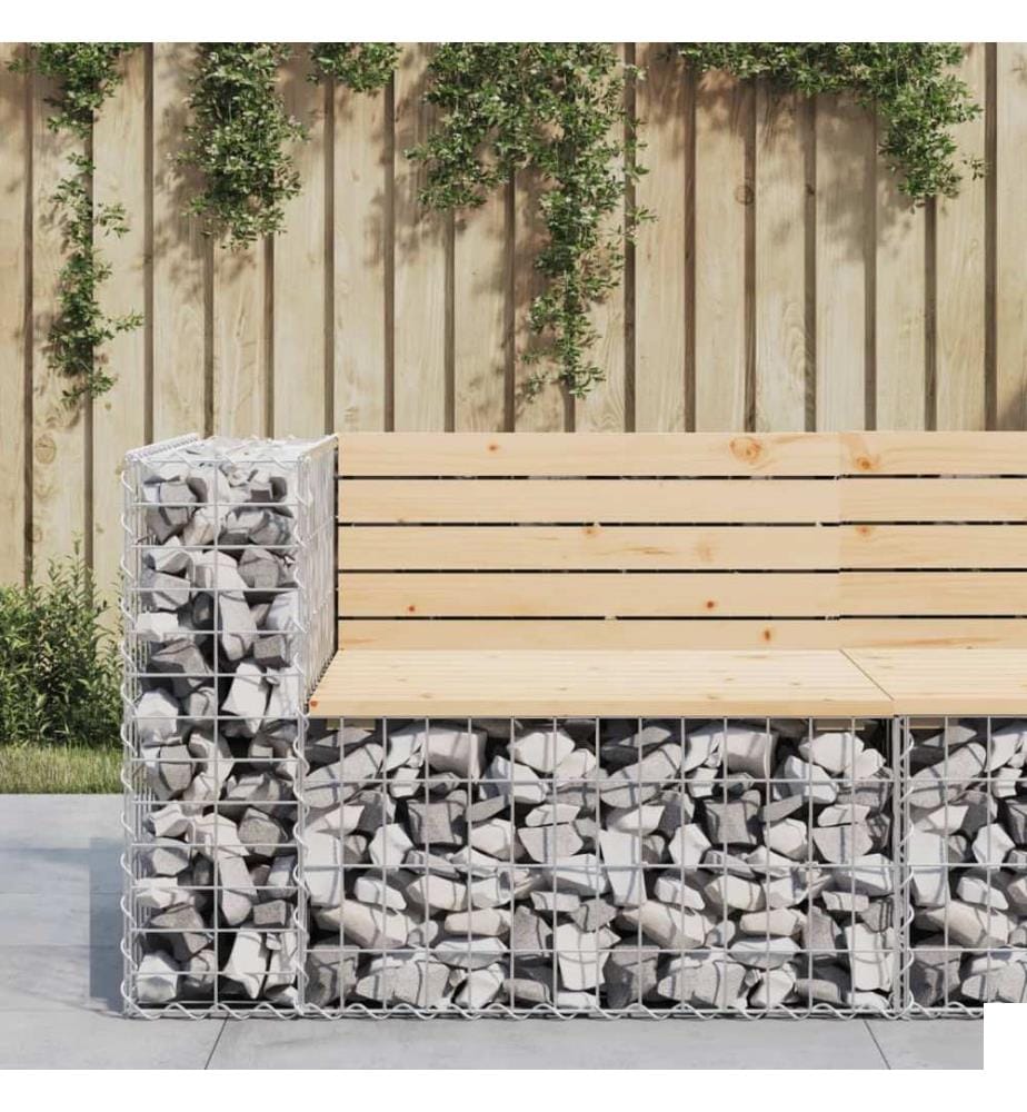 Banc de jardin design gabion 92x71x65,5 cm bois massif de pin