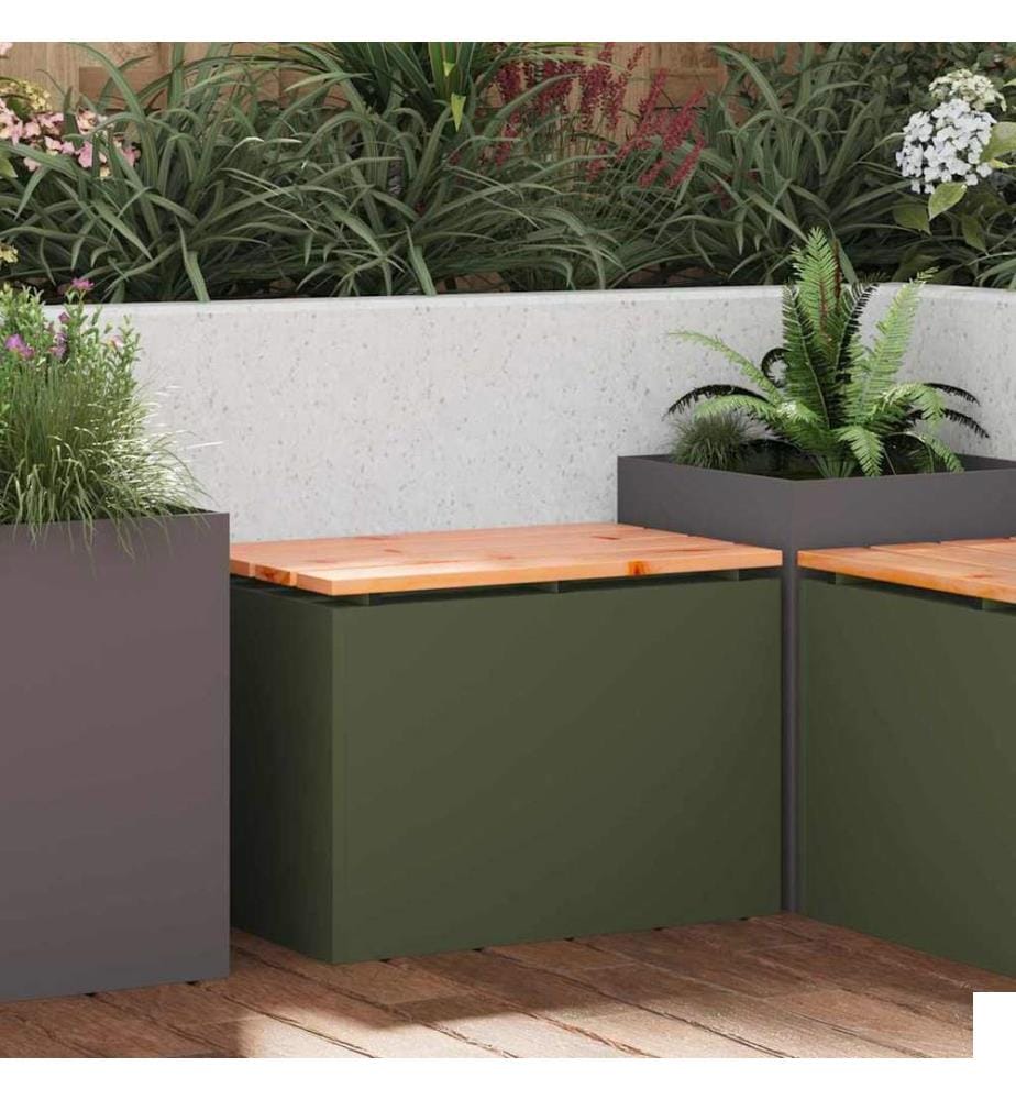 Banc de jardin Vert olive 60 x 40 x 43 cm Acier