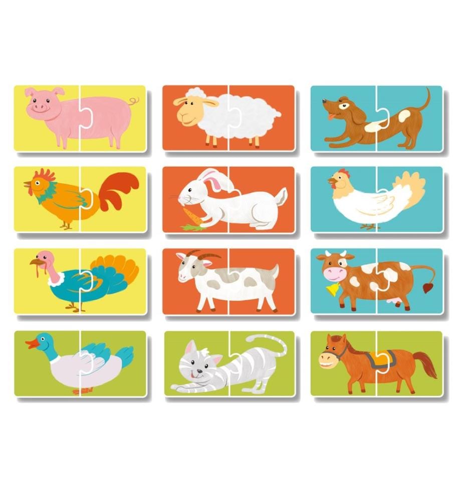 Puzzle Duo Les animaux de la Ferme 12 pcs., 36m+