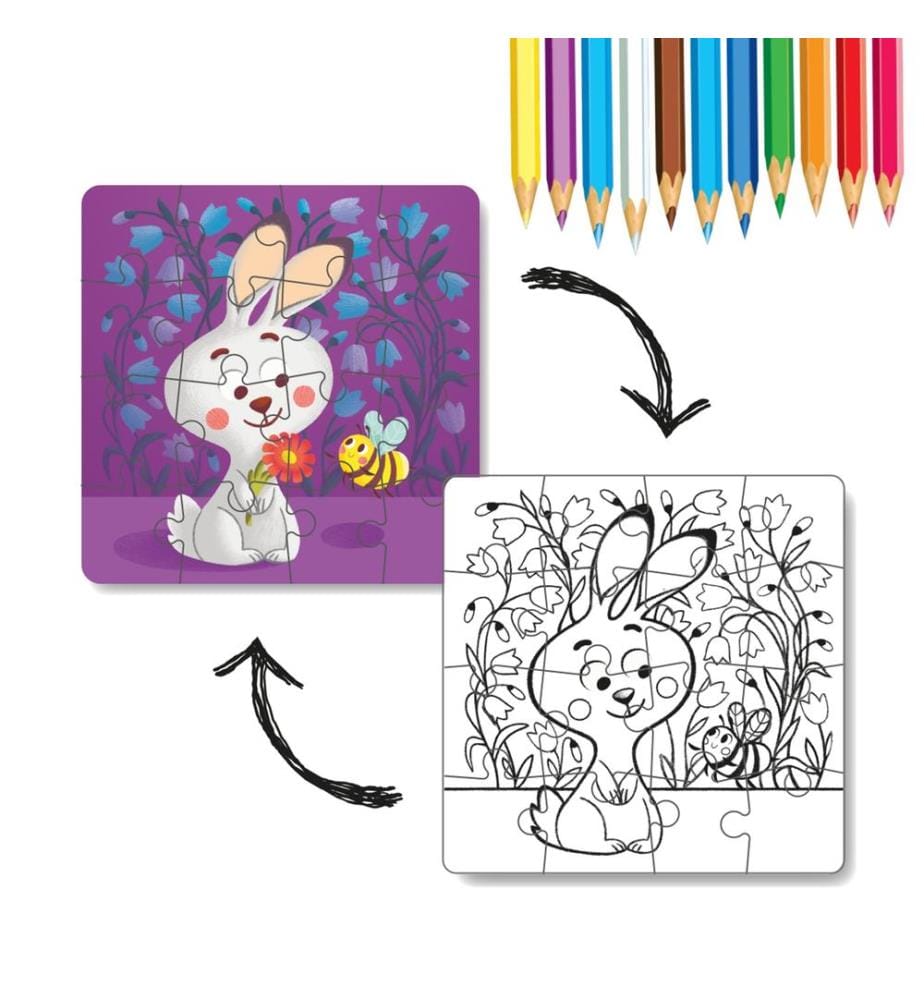 Puzzle à colorier 2en1 Lapin 16 éléments, 36m+