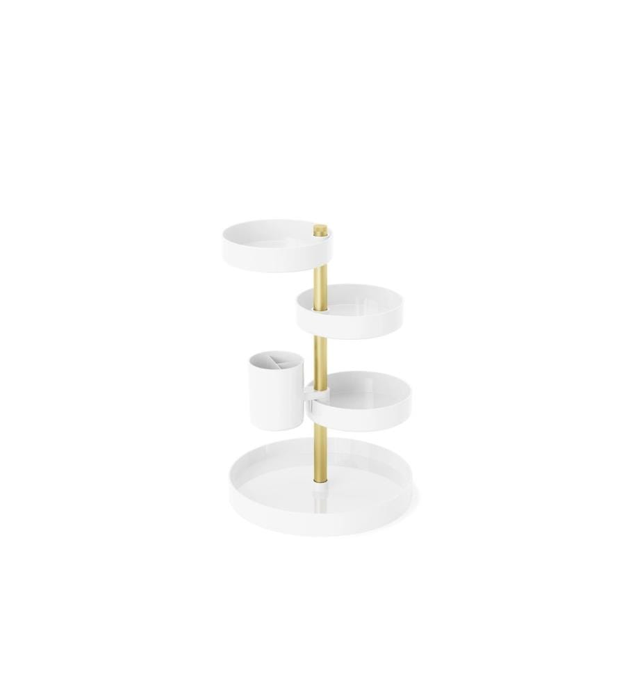UMBRA - Supports pour ustensiles de salle de bains Pirouette Doré/Blanc