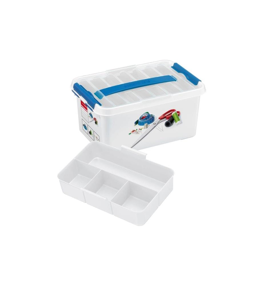 SIGMA HOME - Boîte de rangement Boîte à couture Bleu/Blanc, 30 x 20 x 14.5 cm