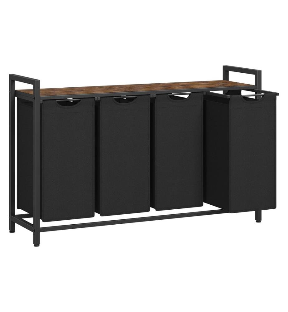 VASAGLE - Panier à linge avec étagère 140 l, Noir