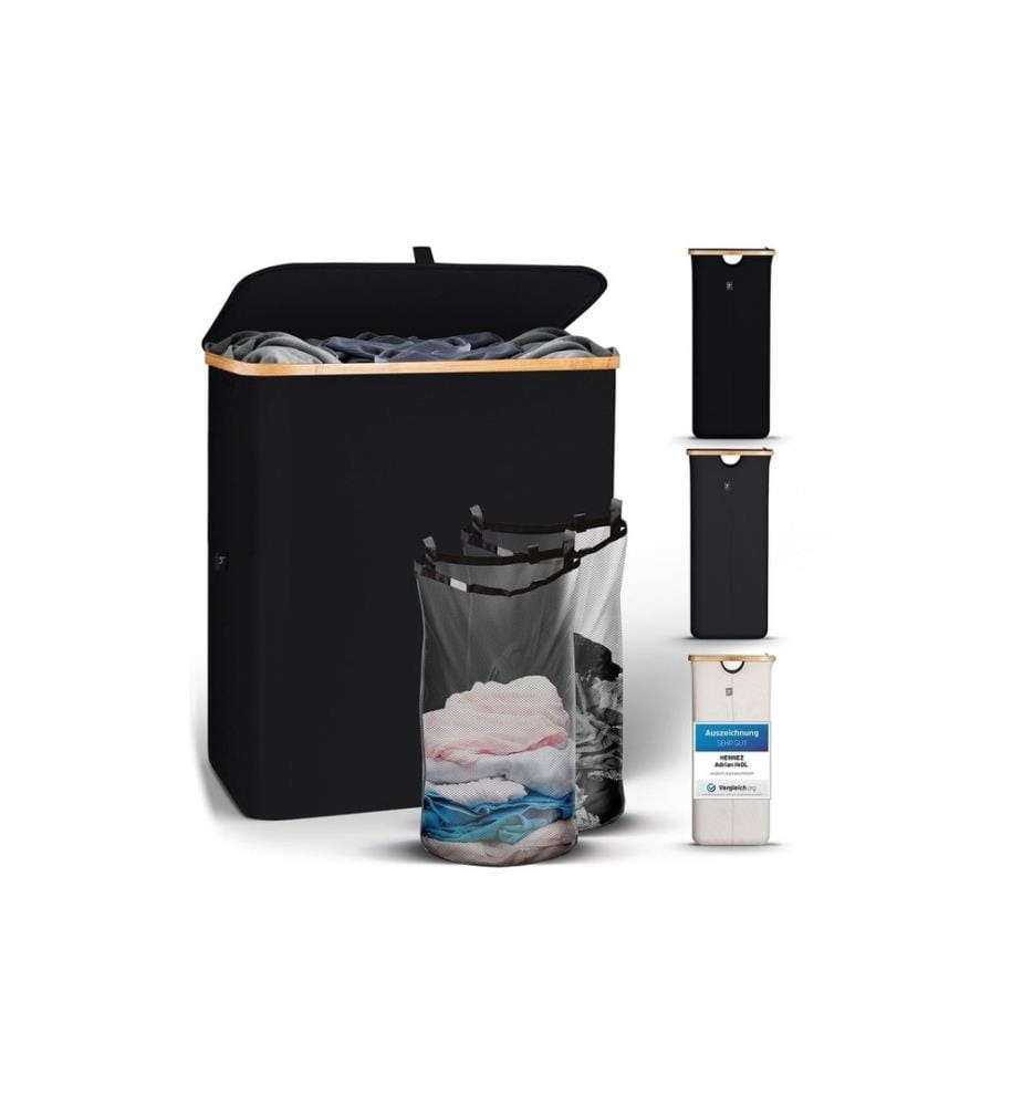 Hennez - Corbeille à linge Adrian 140 l, Noir