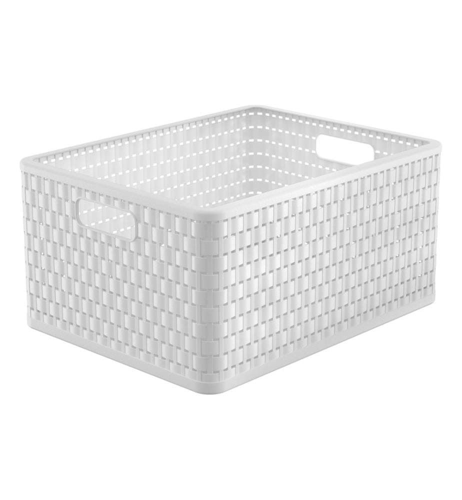 ROTHO - Panier de rangement Country 43 x 33 x 21,5 cm, Blanc