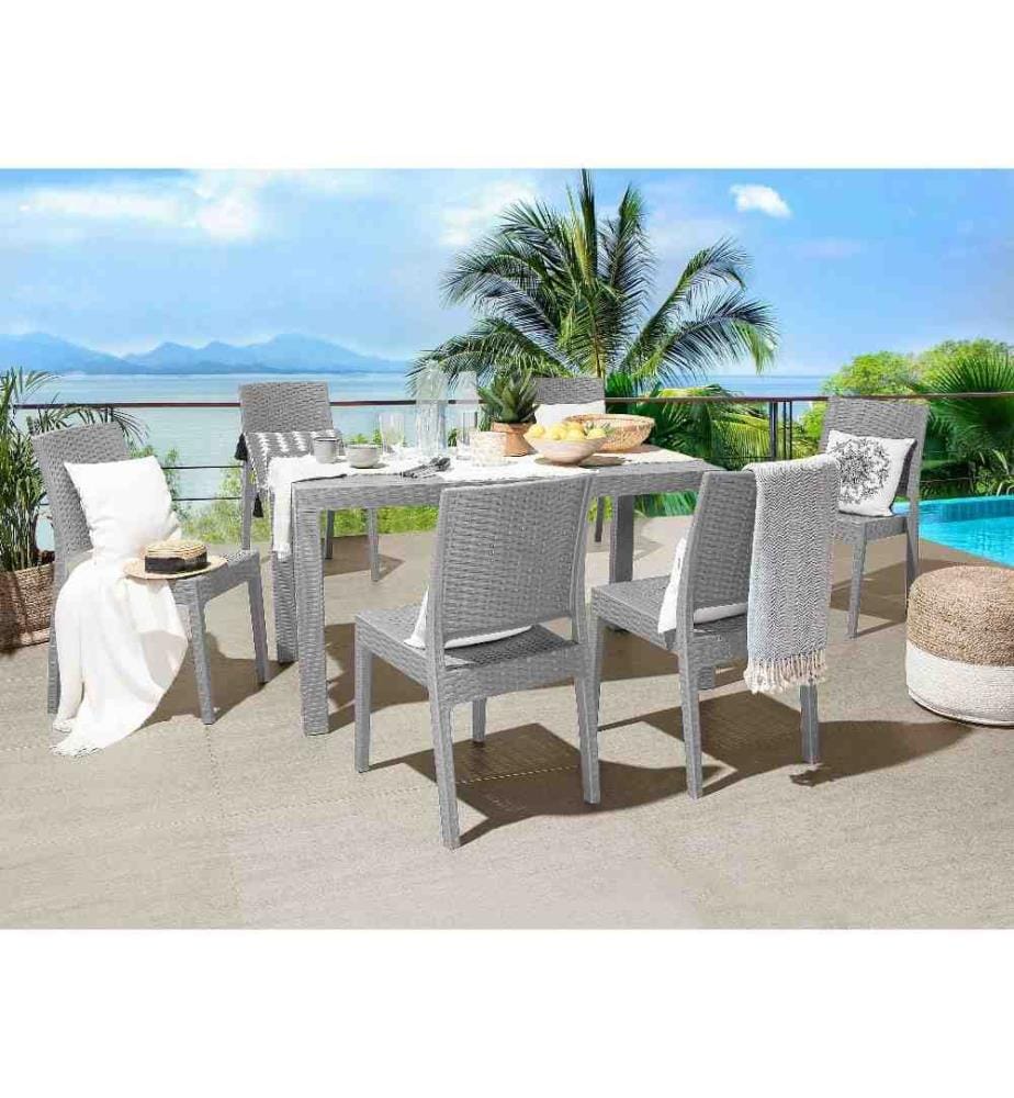 Table de salle à manger de jardin FOSSANO 140 cm 80 cm Gris clair