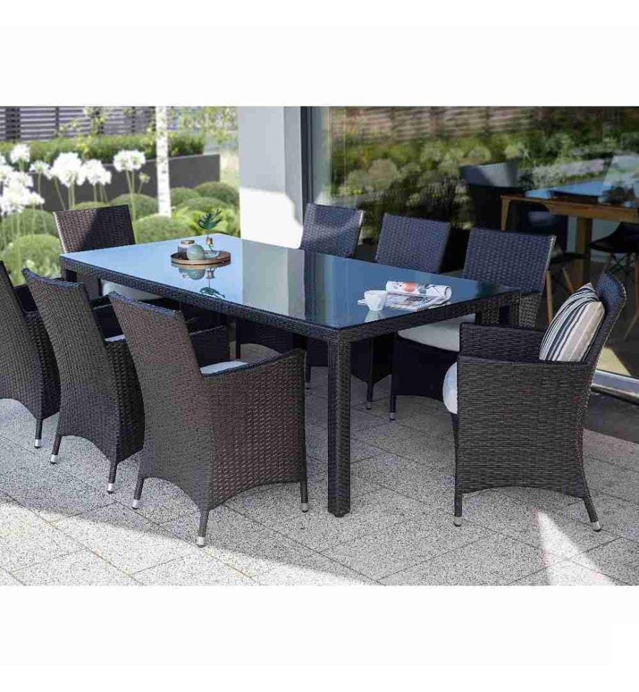 Lot de 2 chaises de jardin avec coussins ITALY Polyrotin Marron foncé