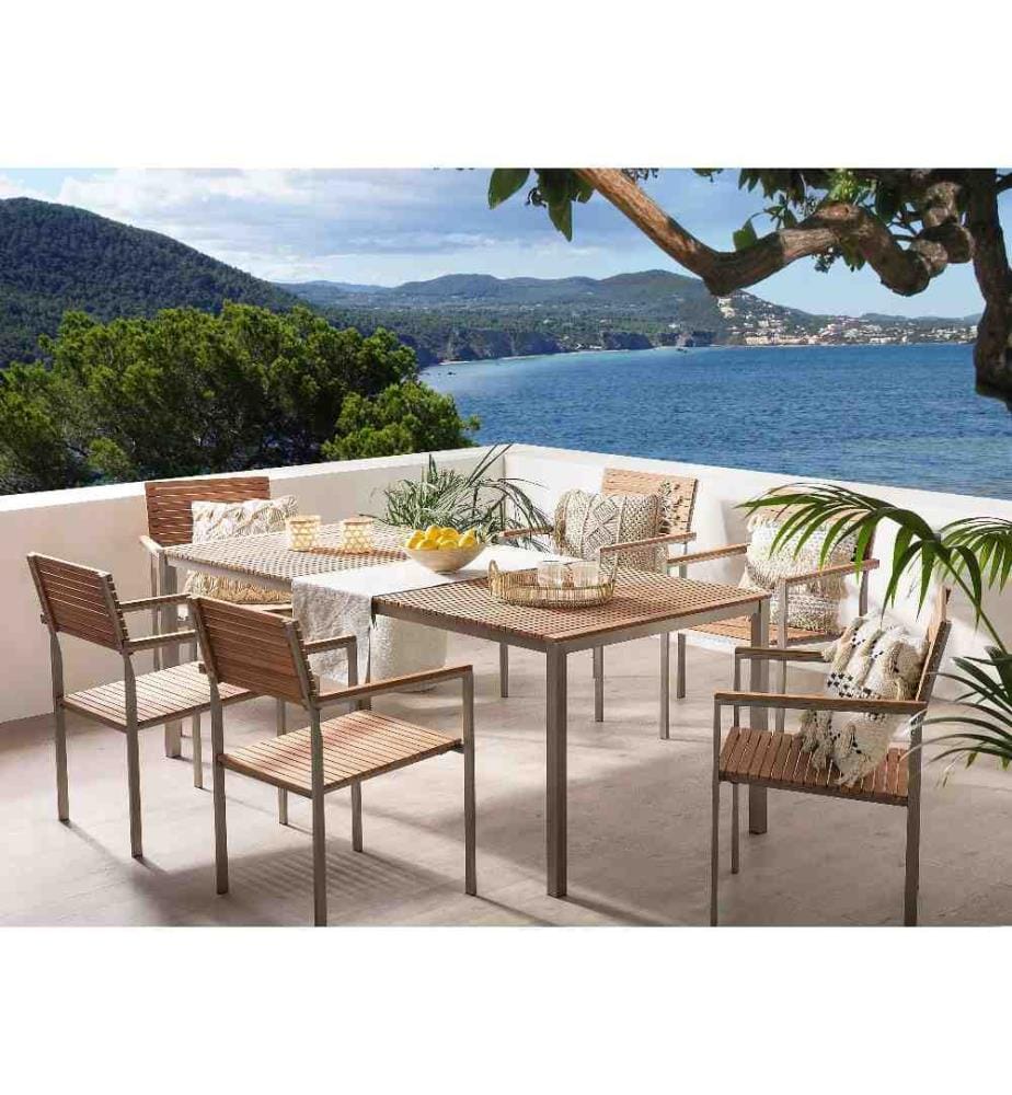 Lot de 6 chaises de jardin VIAREGGIO Teck Marron