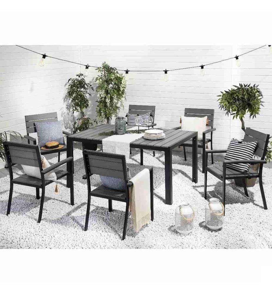Table de salle à manger de jardin COMO 150 cm 90 cm Gris