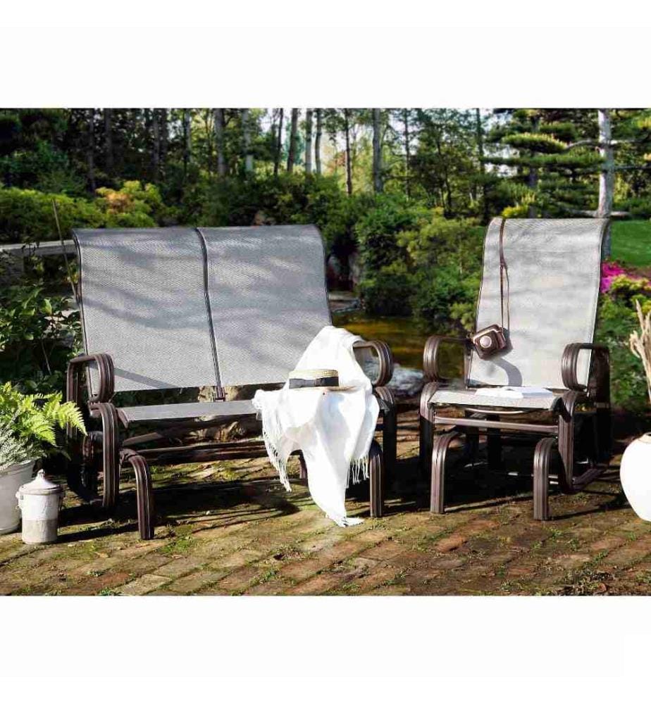 Chaise de jardin BORGIO Métal Marron/gris
