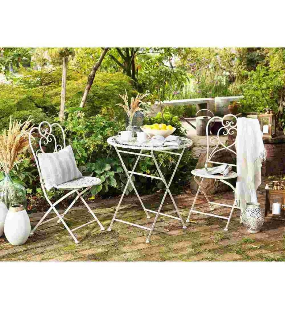 Lot de 2 chaises de jardin TRIESTE Pliant Métal Beige clair