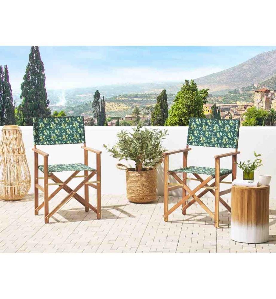 Lot de 2 chaises de jardin CINE Acacia Vert foncé
