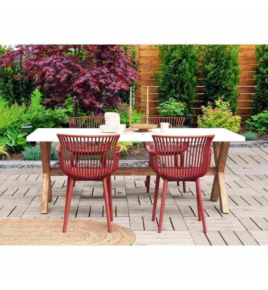 Lot de 4 chaises de jardin PESARO Rouge