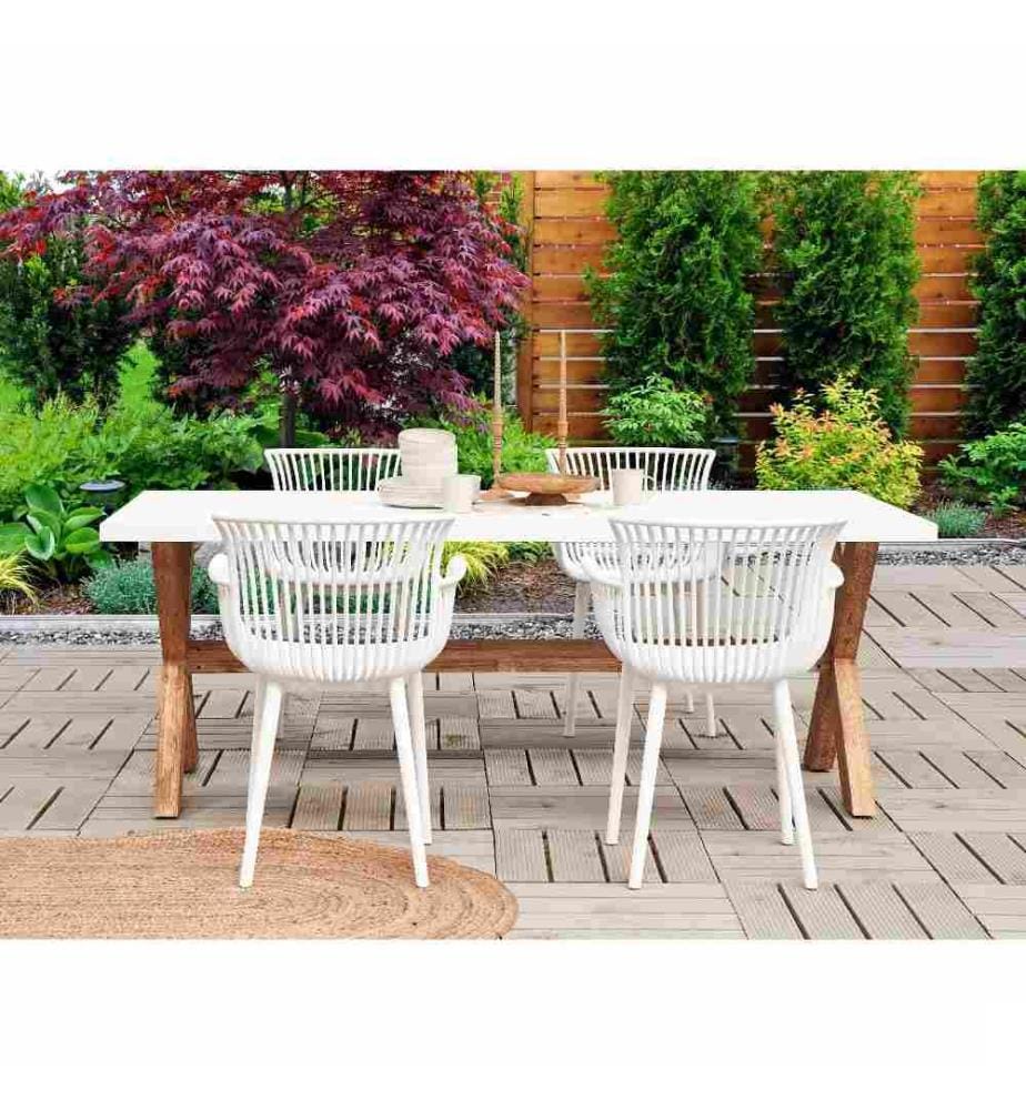 Lot de 4 chaises de jardin PESARO Blanc