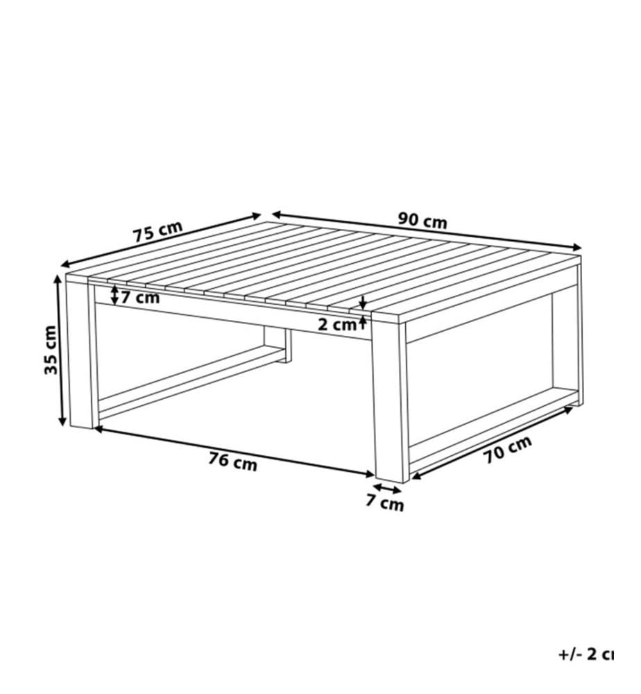 Table basse de jardin TIMOR 90 cm 75 cm Bois d'acacia certifié Marron foncé
