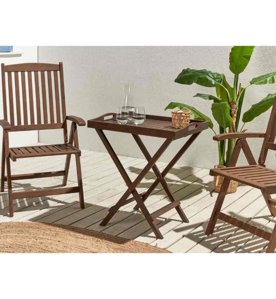 Table d'appoint pour le jardin AMANTEA Acacia Marron foncé Pliant