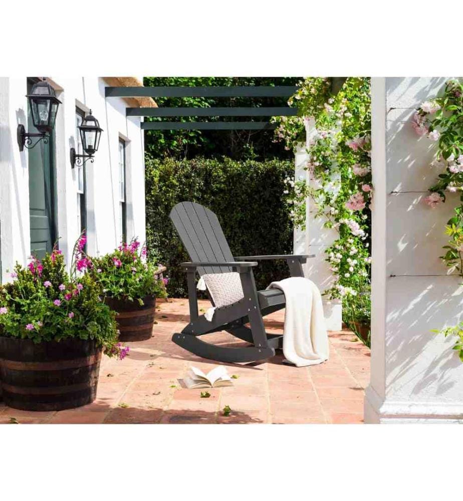 Fauteuil à bascule de jardin ADIRONDACK Gris foncé