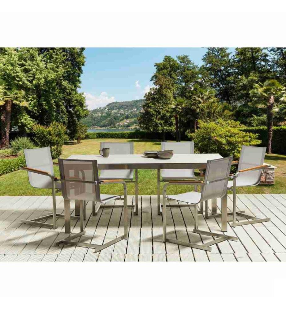 Table de salle à manger de jardin COSOLETO 180 cm 90 cm Verre Blanc
