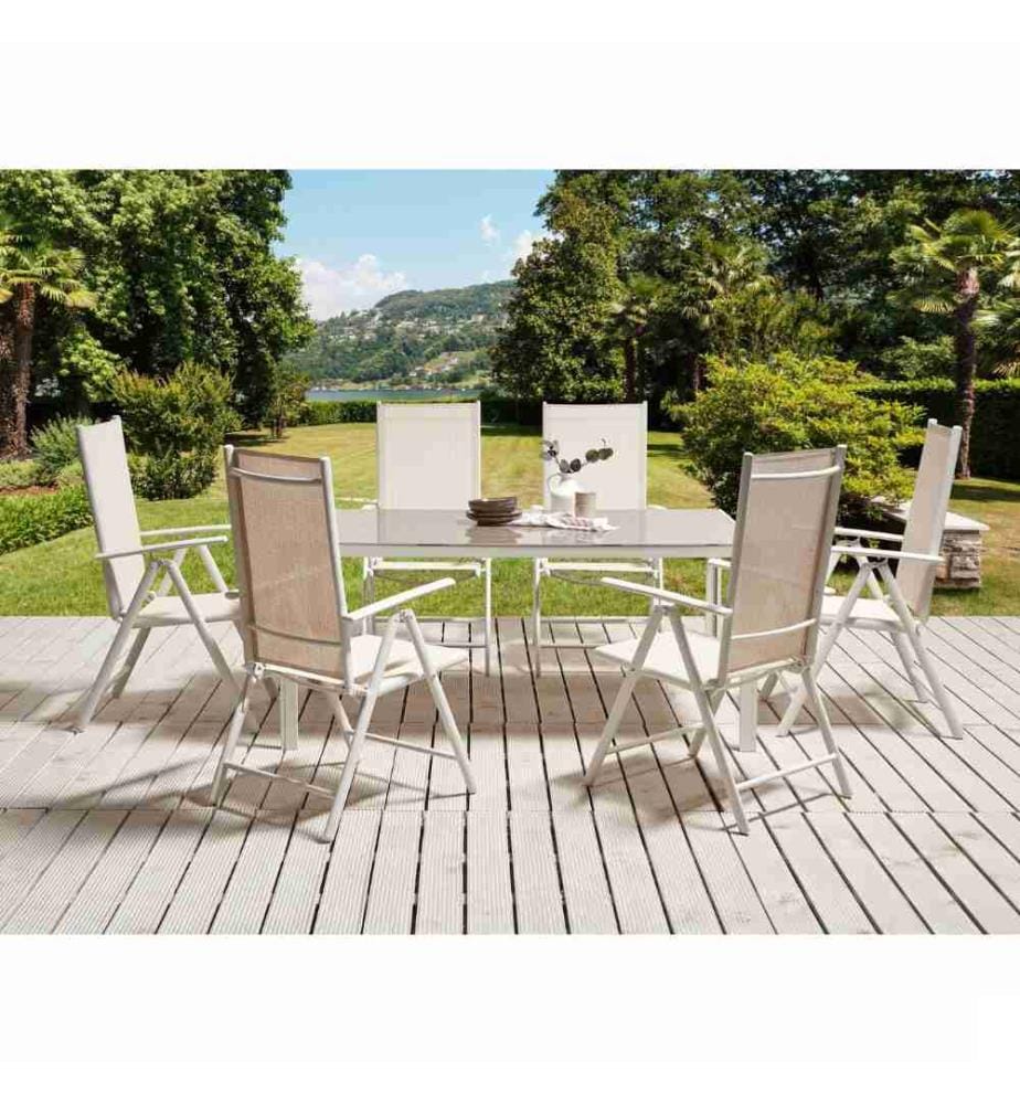 Table de salle à manger de jardin CATANIA 160 cm 91 cm Verre Beige