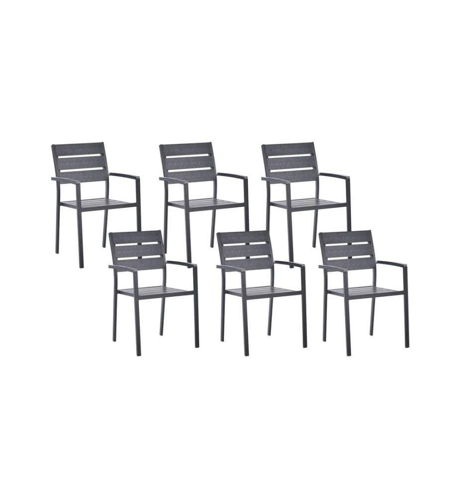 Lot de 6 chaises de jardin VERNIO Noir