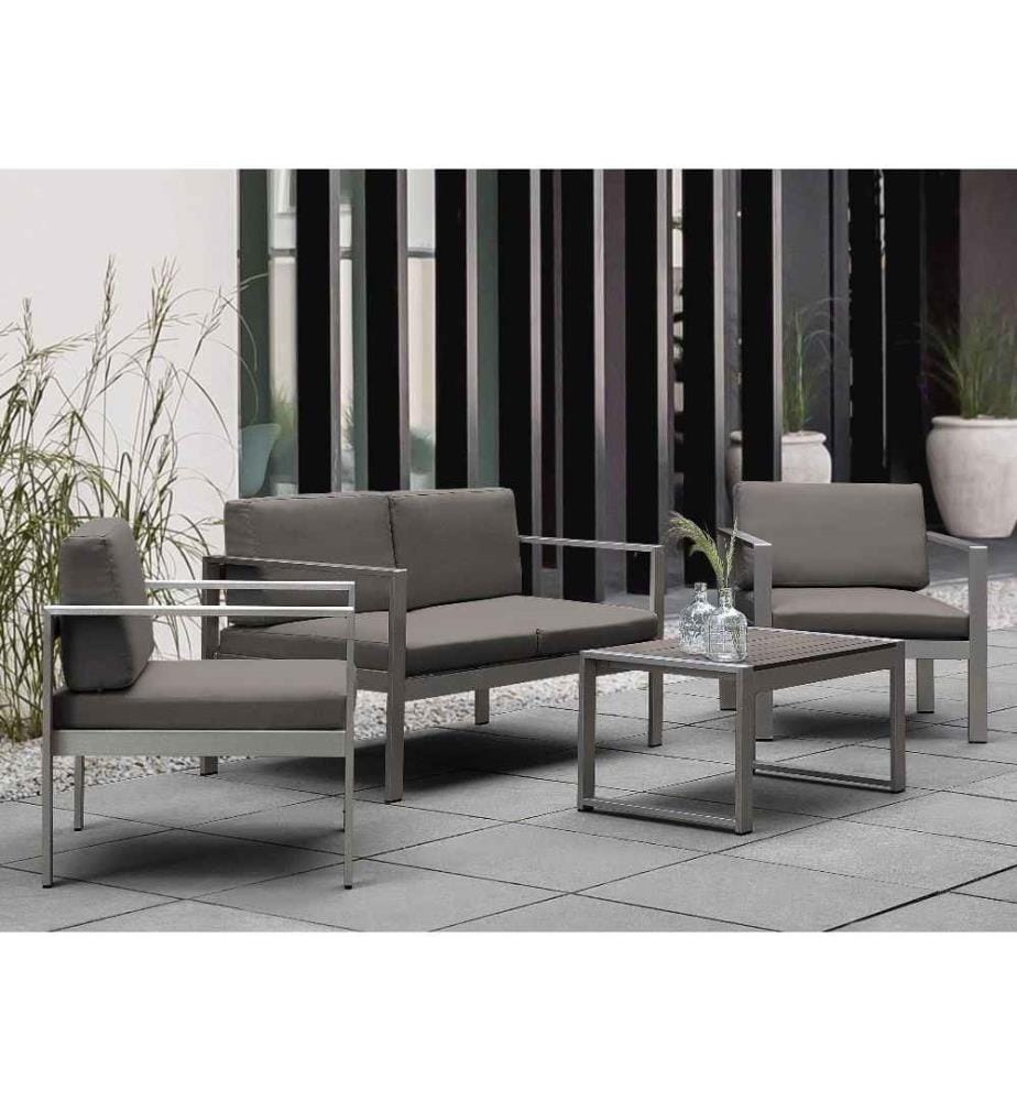 Table basse de jardin SALERNO 90 cm 50 cm Métal Gris foncé