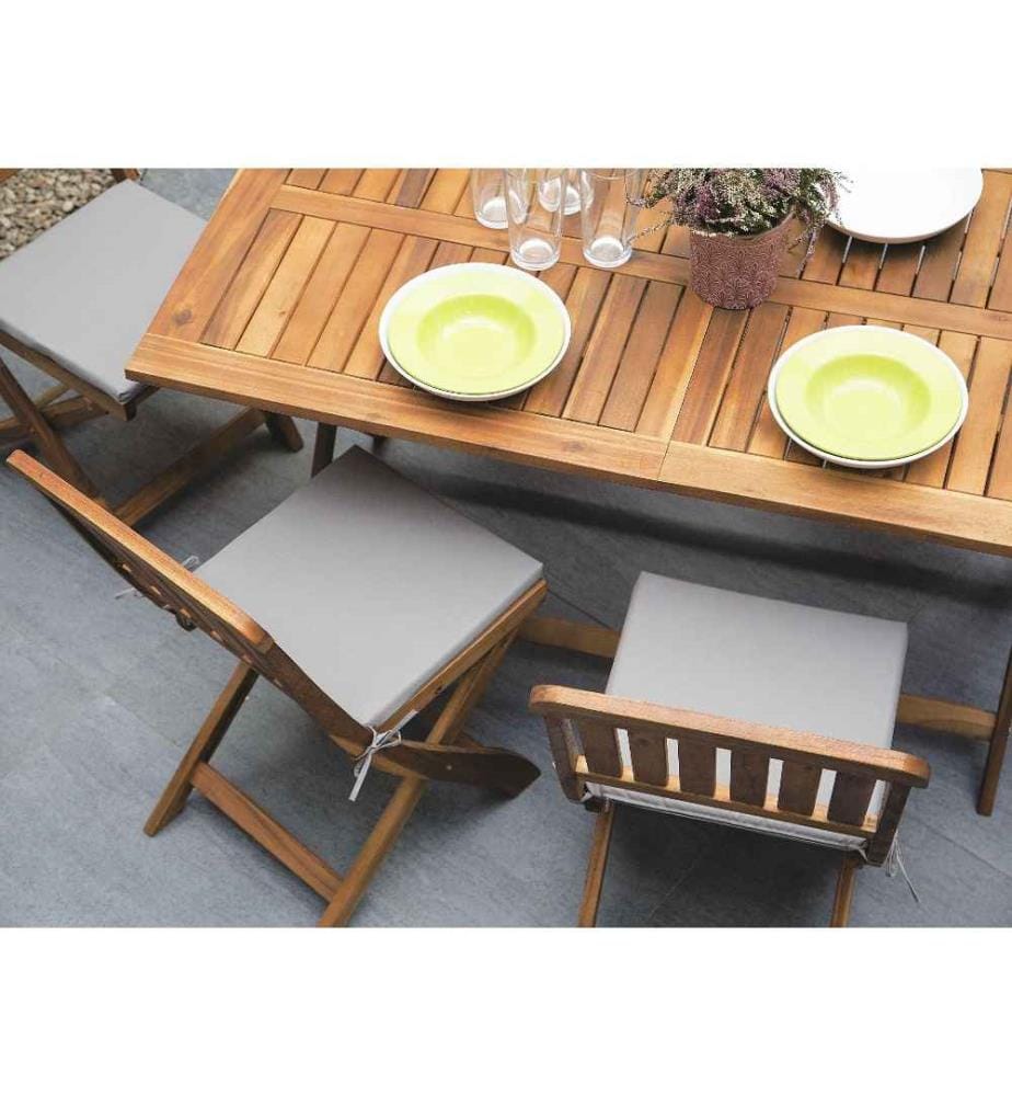 Lot de 2 chaises de jardin avec coussins CENTO Acacia Marron