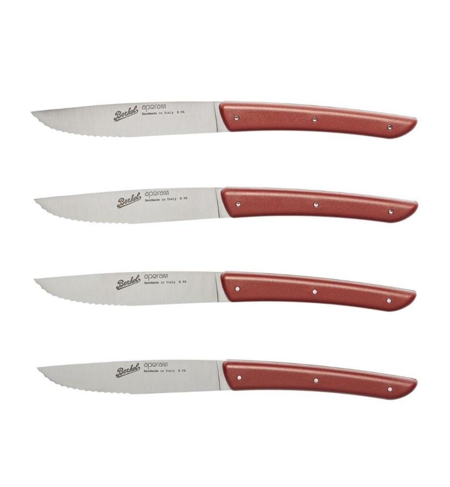 Color Set de 4 couteaux à steak rouge dentelé