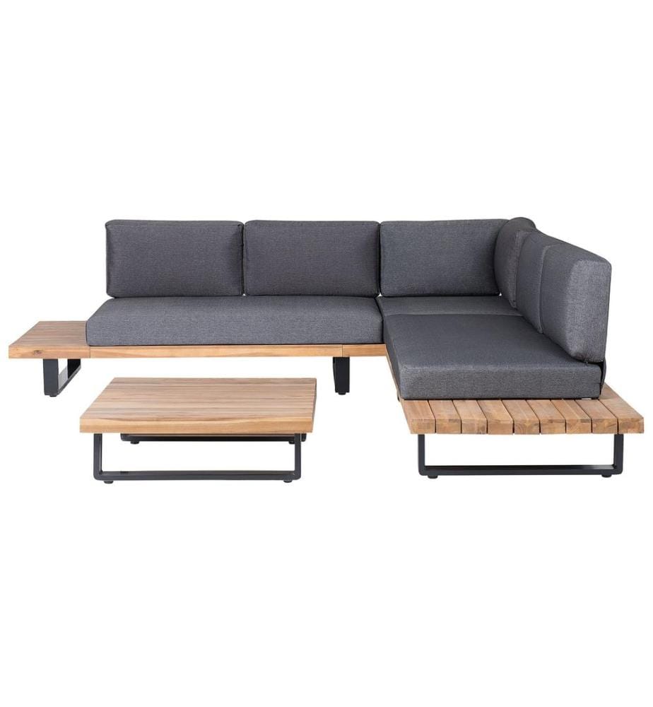 Ensemble de canapés d'angle de jardin 5 places MYKONOS Côté droit Bois d'acacia certifié Gris foncé