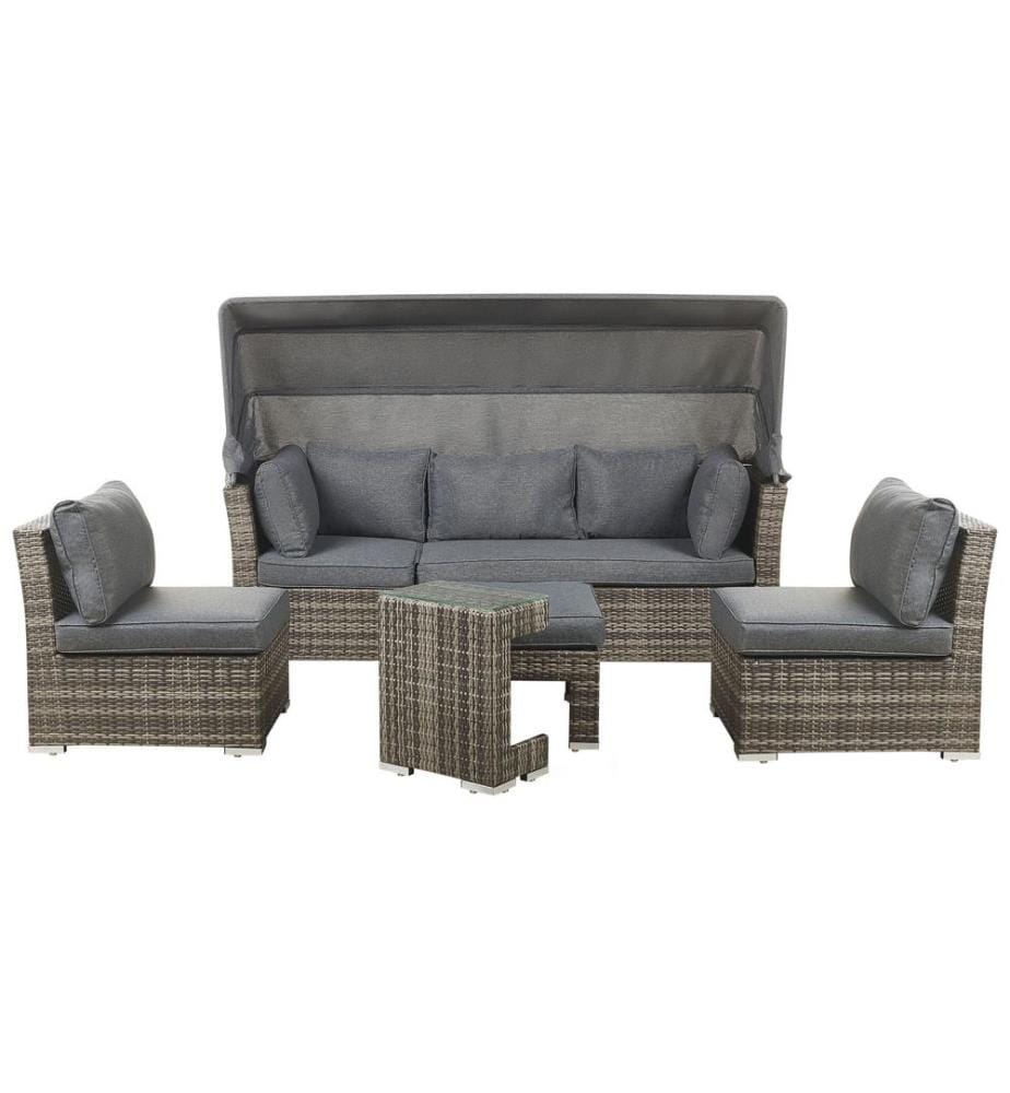 Ensemble de salon de jardin avec table 6 places CORTE Marron foncé